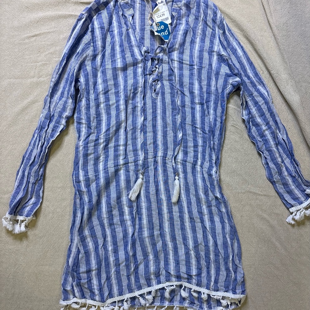 Blue and White Striped Tunic Dress